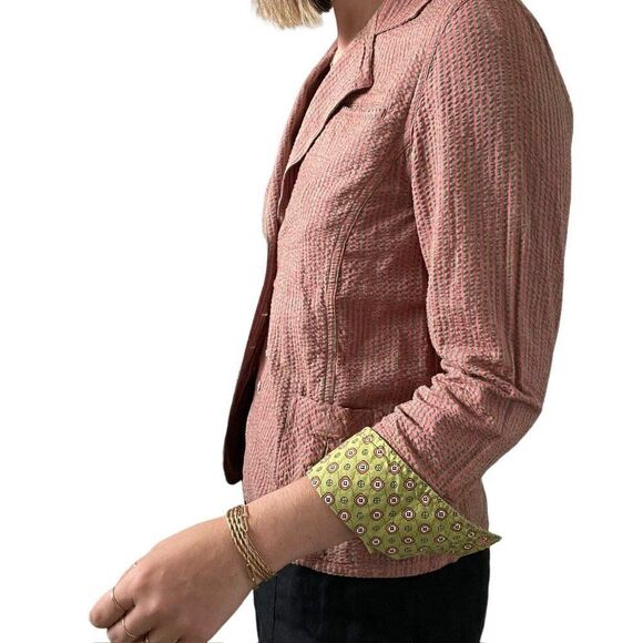 Robert Graham Womens Pink Green Seersucker Striped Collared Blouse Shirt Sz S - Picture 9 of 10
